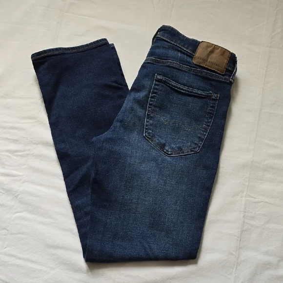 American Eagle Outfitters Men's Dark Blue Slim Straight Jeans - Picture 8 of 9